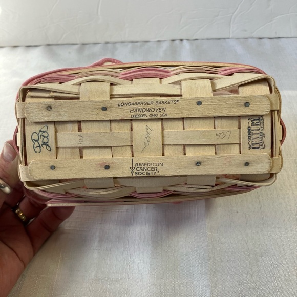 Longaberger Bundle, Breast Cancer Basket W/ Liner & Protector & Tote - Picture 11 of 13
